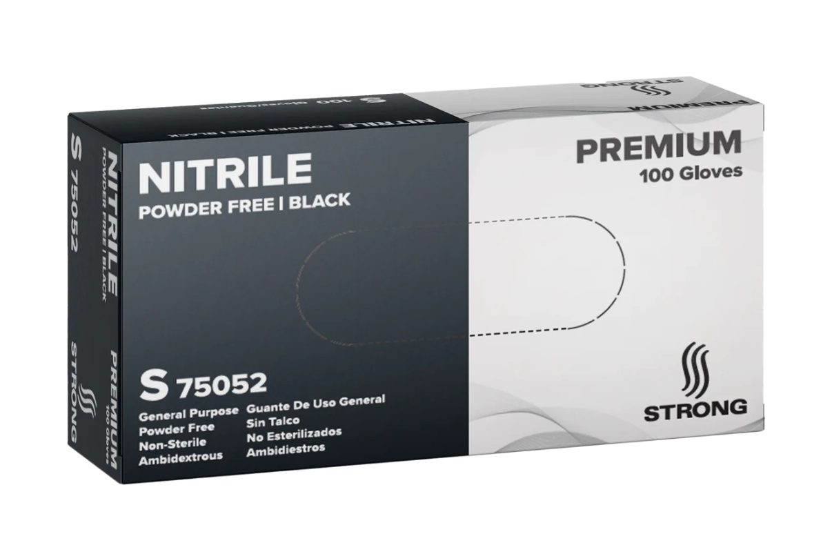 Strong Manufacturers Black 5mil Nitrile Gloves - 1,000 Case Count