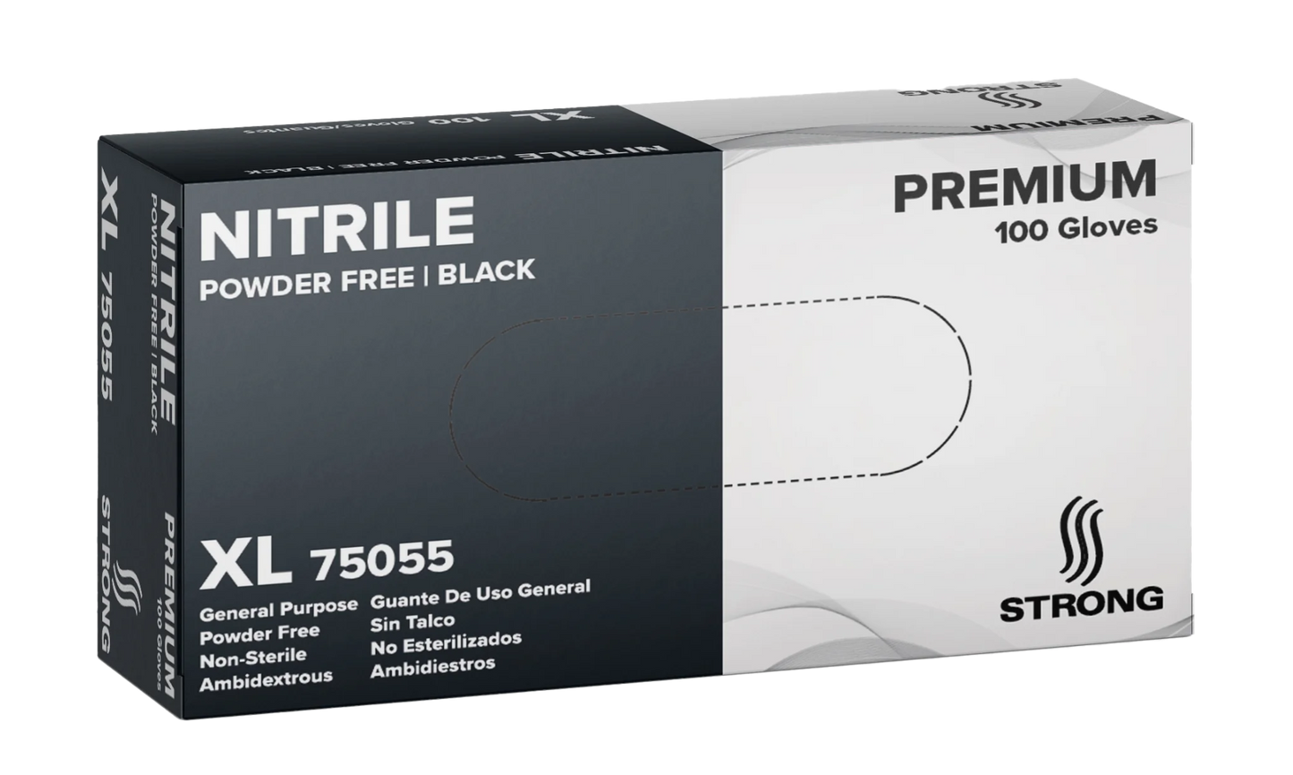 Strong Manufacturers Black 5mil Nitrile Gloves - 1,000 Case Count